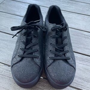Skechers Plateau Black Glitter Platform Sneakers Womens Size 8.5
